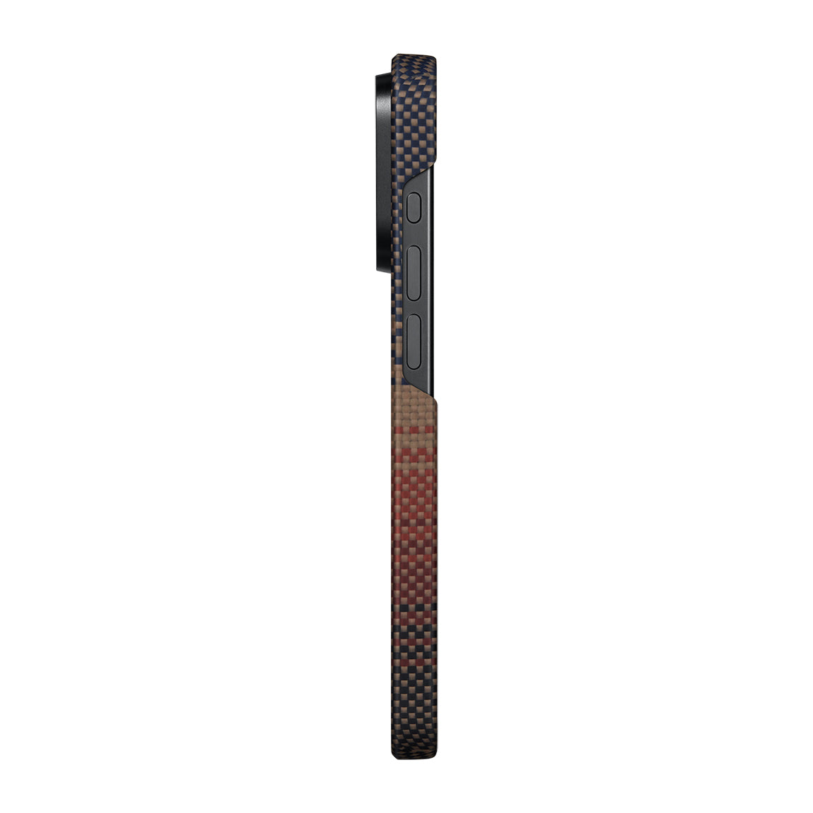 iPhone 15 Pro Kılıf M-safe Şarj Özellikli Aramid Karbon Fiber Pitaka Tactile Woven Sunset-Moonrise Serisi Sunset Kılıf