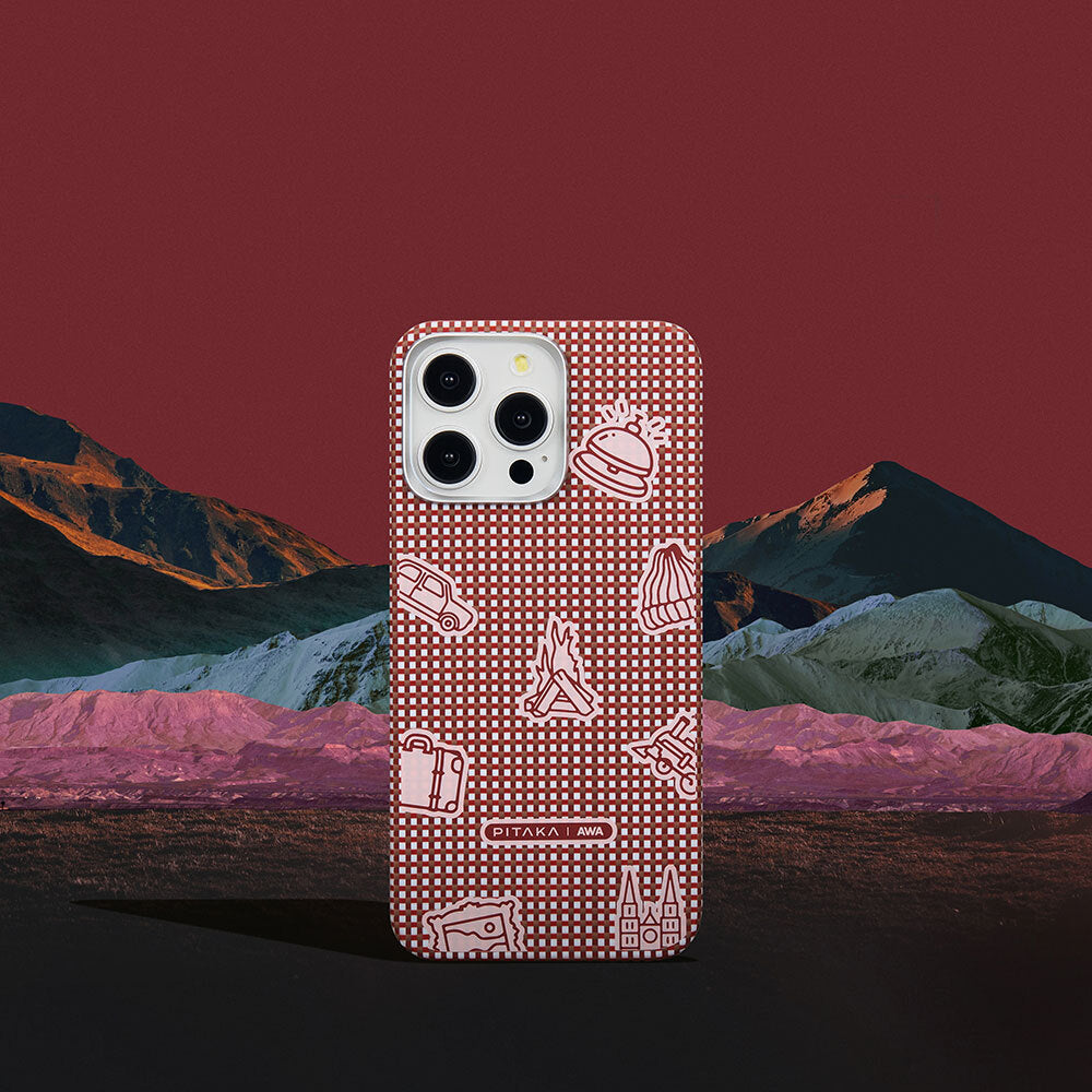 iPhone 15 Pro Kılıf M-safe Şarj Özellikli Awa Tasarımlı 1500D Aramid Fiber Pitaka Ultra-Slim Classic Serisi Bonfire Kılıf