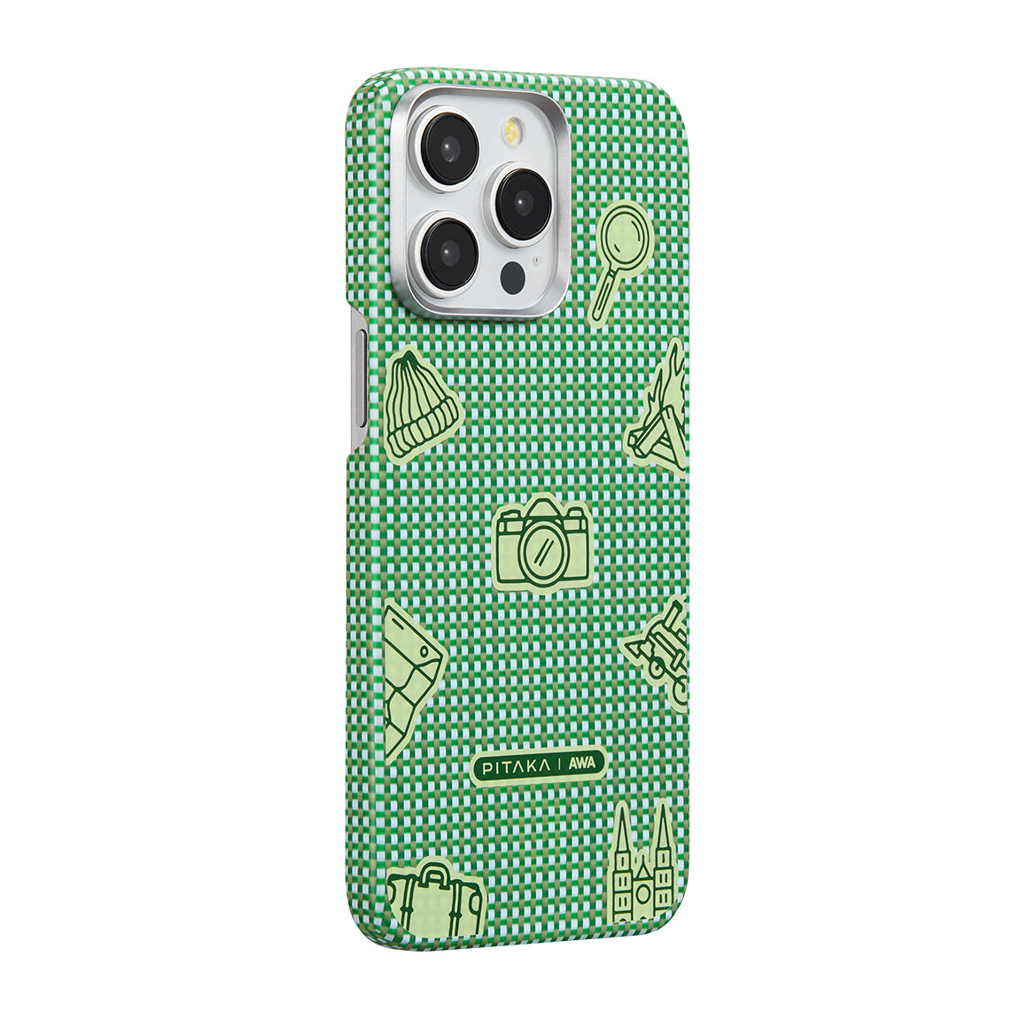 iPhone 15 Pro Kılıf M-safe Şarj Özellikli Awa Tasarımlı 1500D Aramid Fiber Pitaka Ultra-Slim Classic Serisi Forest Kılıf