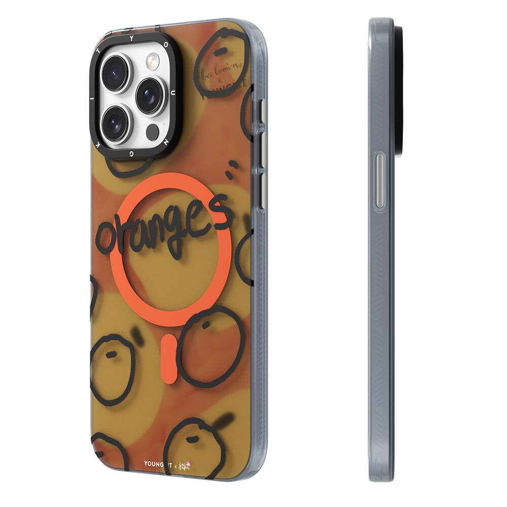 iPhone 15 Pro Kılıf M-safe Şarj Özellikli Bee Brown Tasarımlı Youngkit Funny Serisi Kılıf