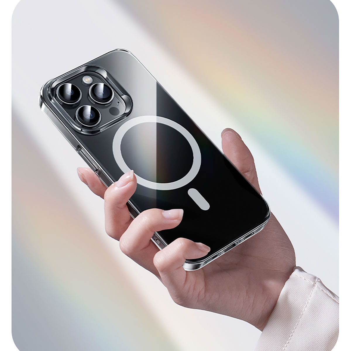 iPhone 15 Pro Kılıf M-safe Şarj Özellikli Benks Crystal Serisi Şeffaf Kılıf