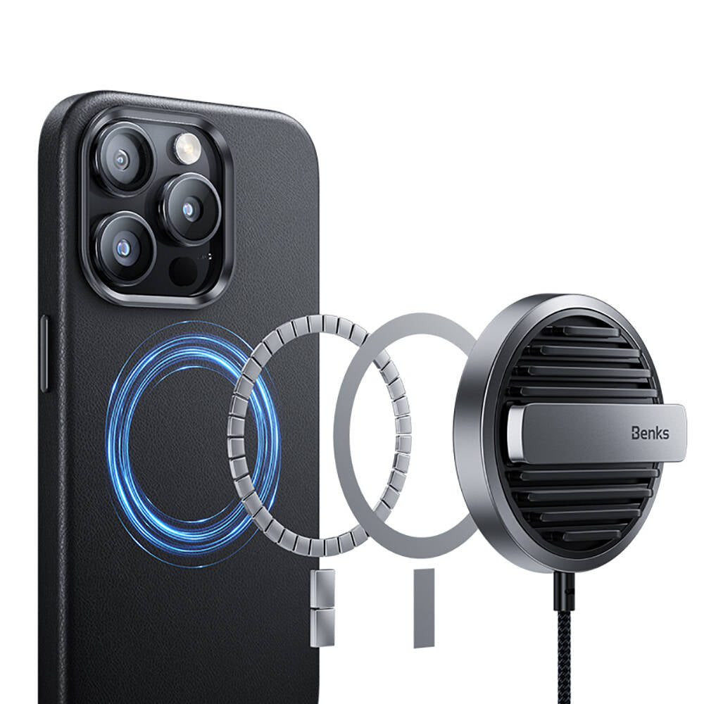 iPhone 15 Pro Kılıf M-safe Şarj Özellikli Benks Vintage Leather Kılıf