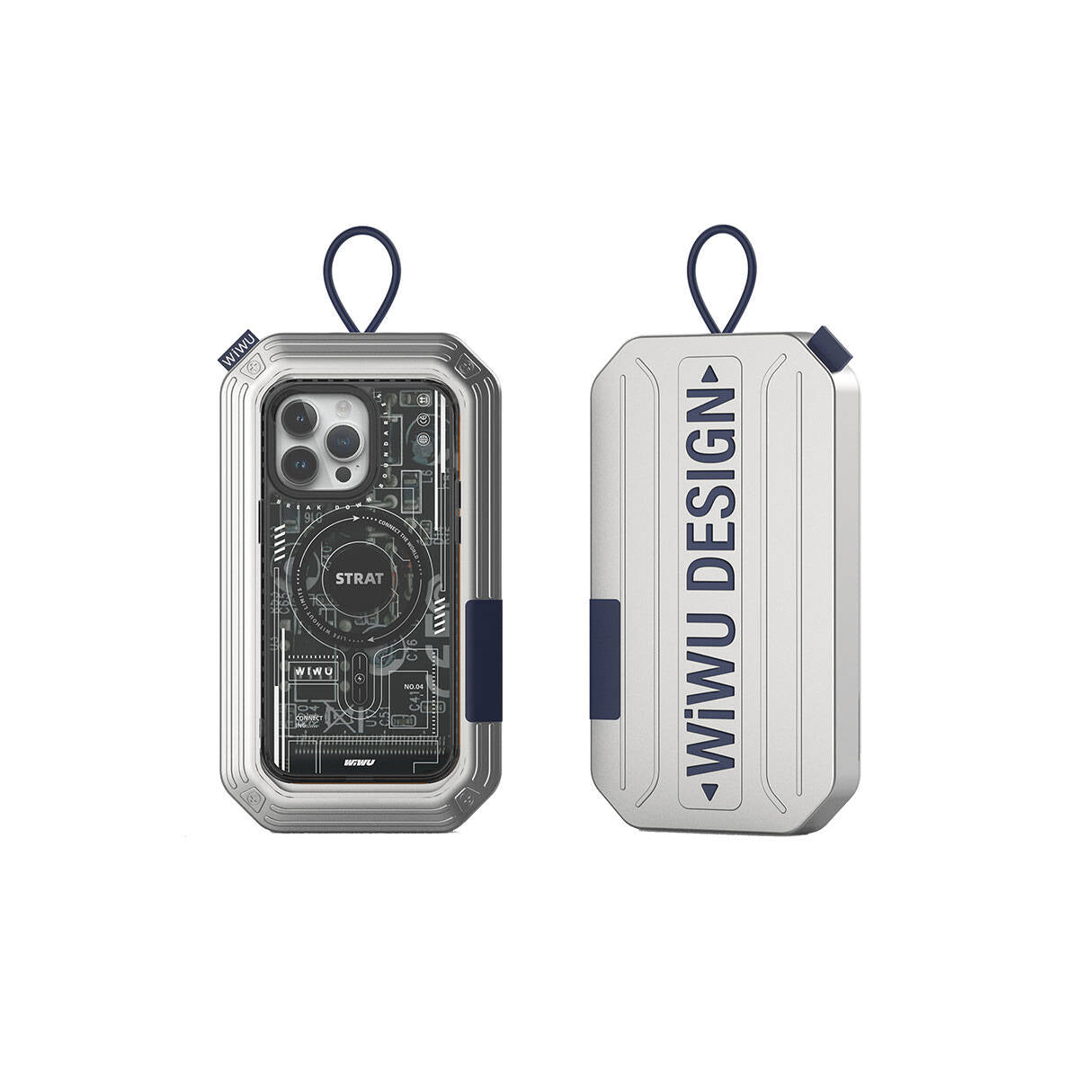 iPhone 15 Pro Kılıf M-safe Şarj Özellikli Desenli Wiwu Mecha Circuit H Serisi Kılıf