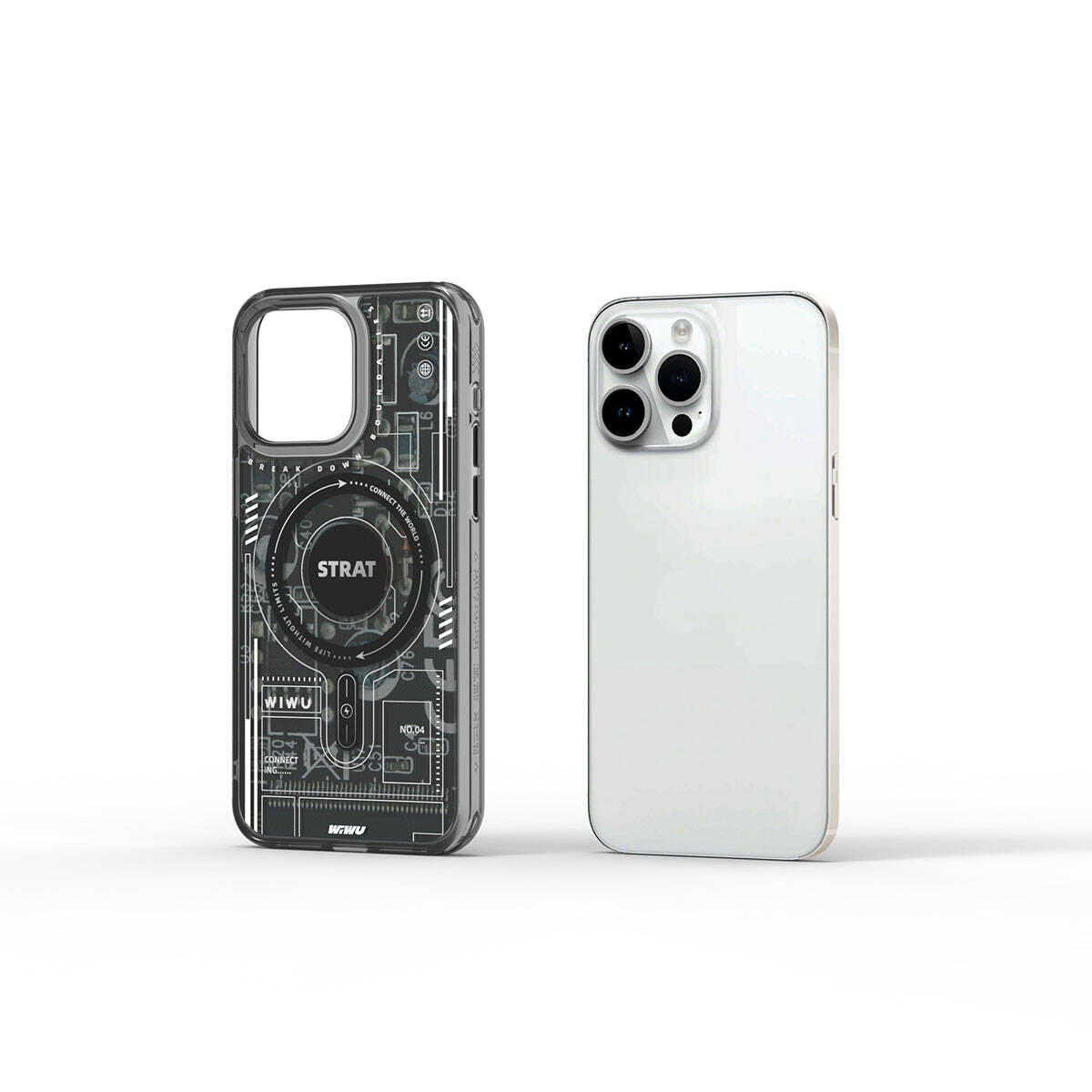 iPhone 15 Pro Kılıf M-safe Şarj Özellikli Desenli Wiwu Mecha Circuit H Serisi Kılıf