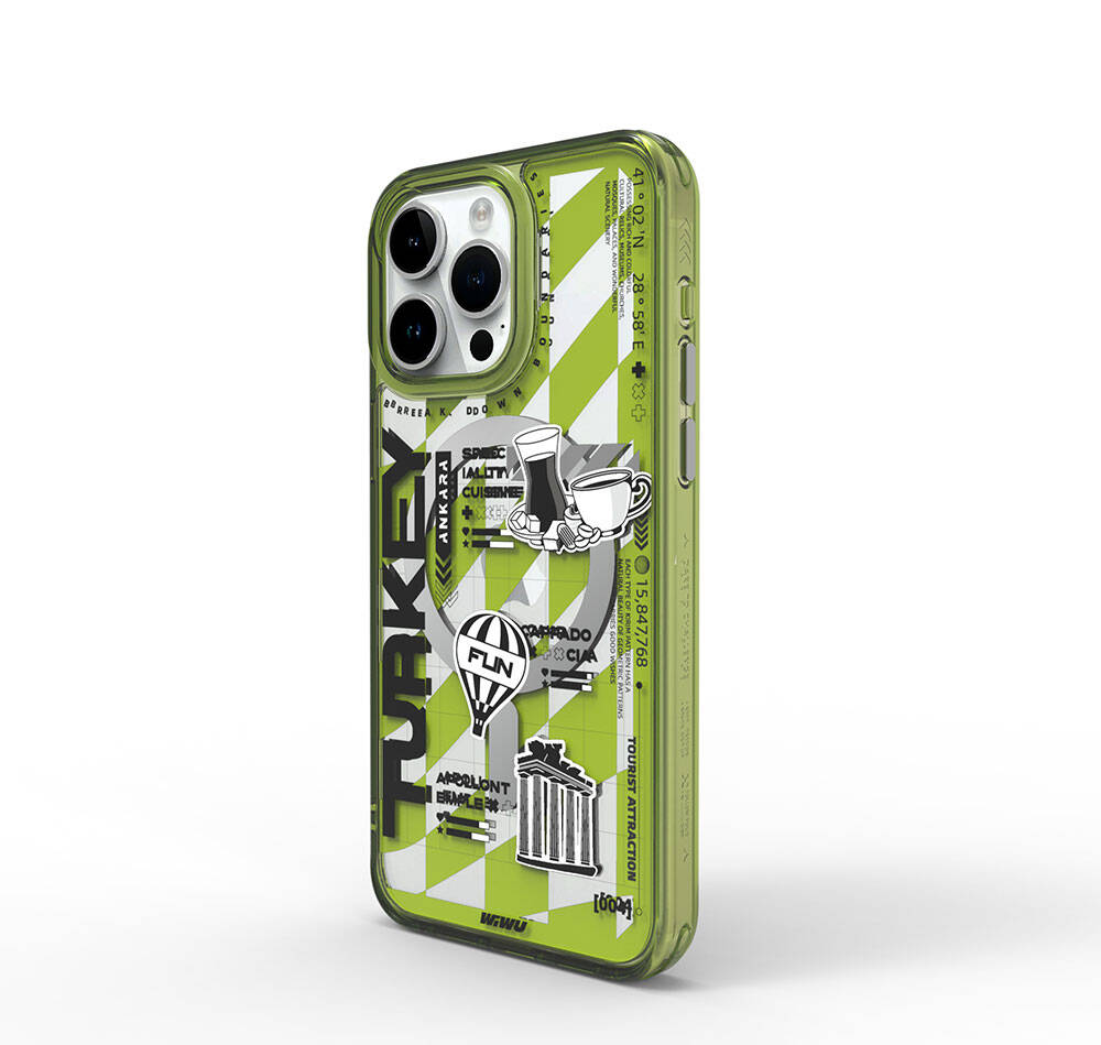 iPhone 15 Pro Kılıf M-safe Şarj Özellikli Desenli Wiwu Turkey A Serisi Kılıf