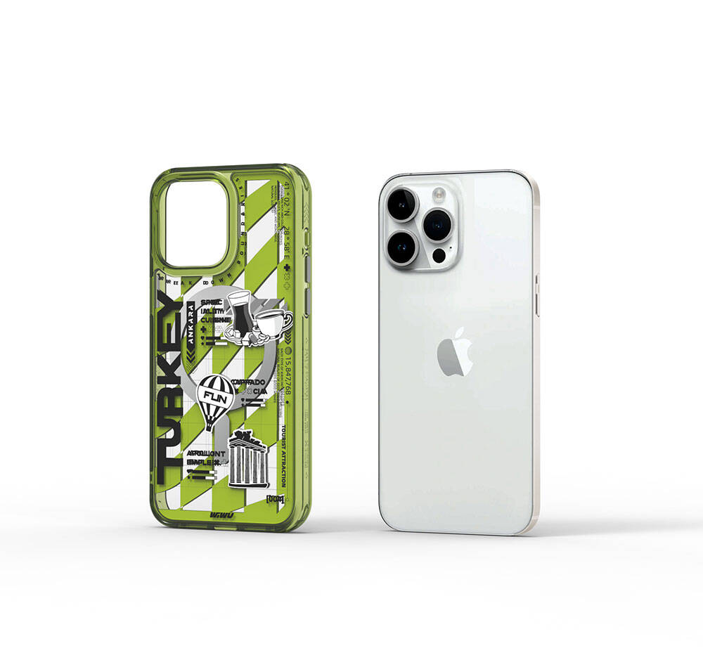 iPhone 15 Pro Kılıf M-safe Şarj Özellikli Desenli Wiwu Turkey A Serisi Kılıf