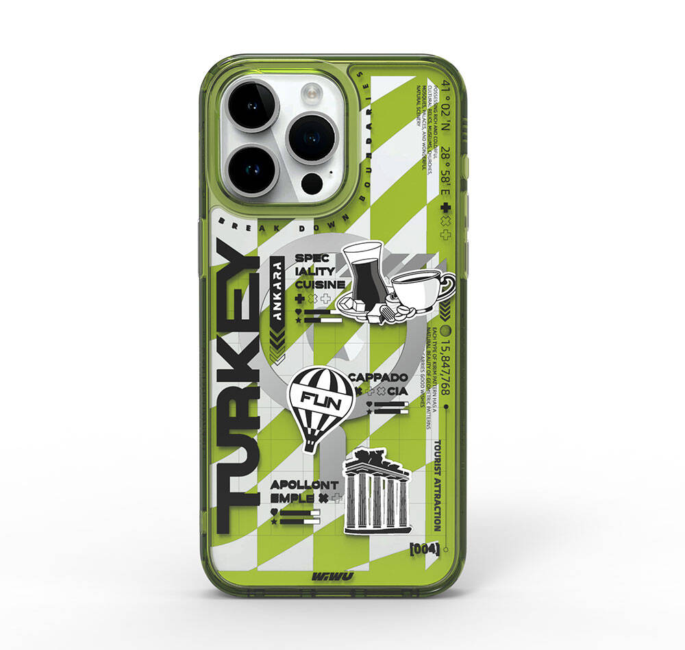 iPhone 15 Pro Kılıf M-safe Şarj Özellikli Desenli Wiwu Turkey A Serisi Kılıf