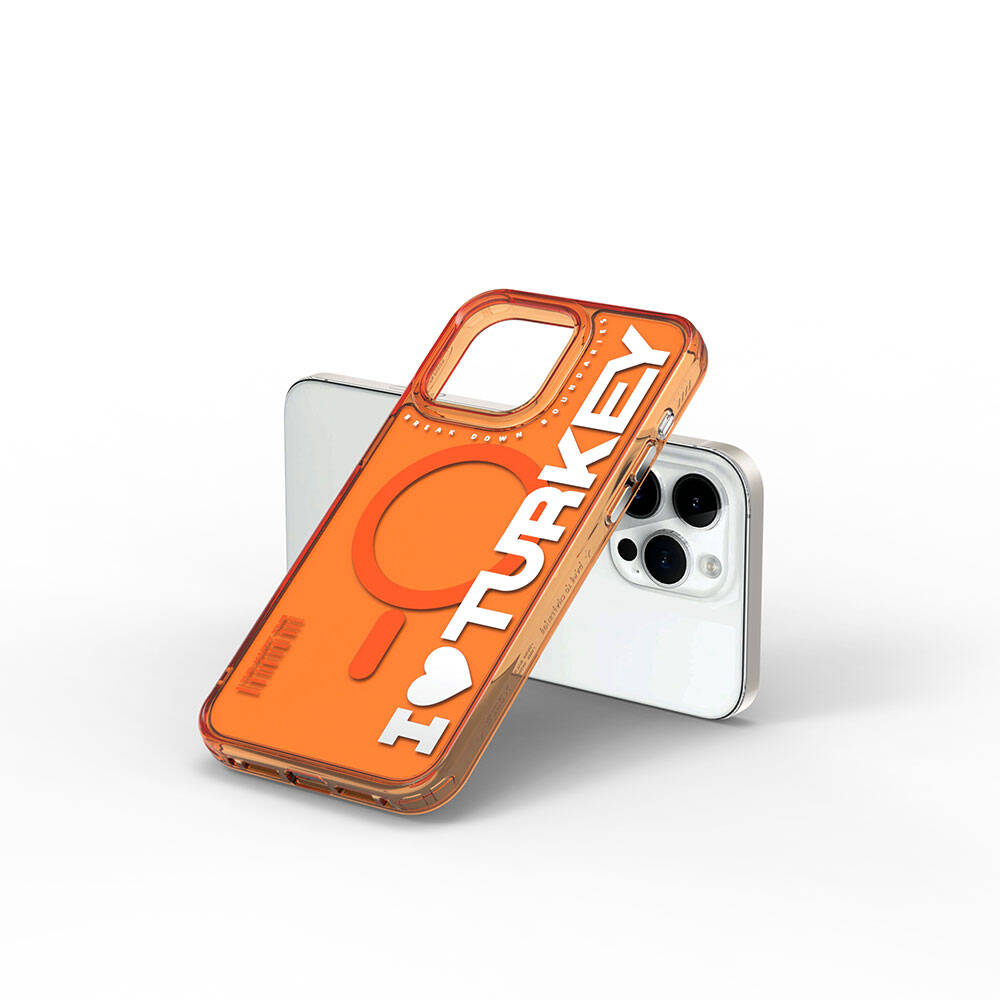 iPhone 15 Pro Kılıf M-safe Şarj Özellikli I Love Turkey Yazı Desenli Wiwu Turkey E Serisi Kılıf