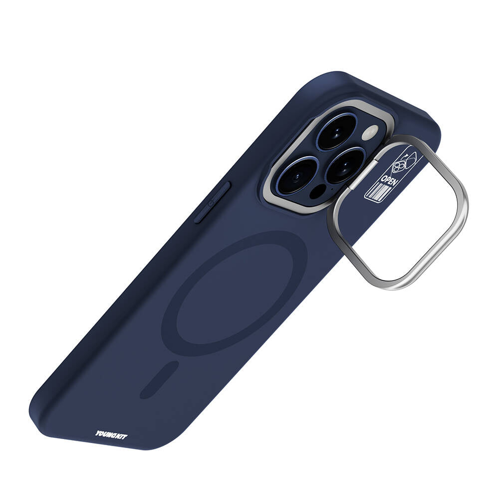 iPhone 15 Pro Kılıf M-safe Şarj Özellikli Kamera Standlı Youngkit Bitty Cream Kılıf