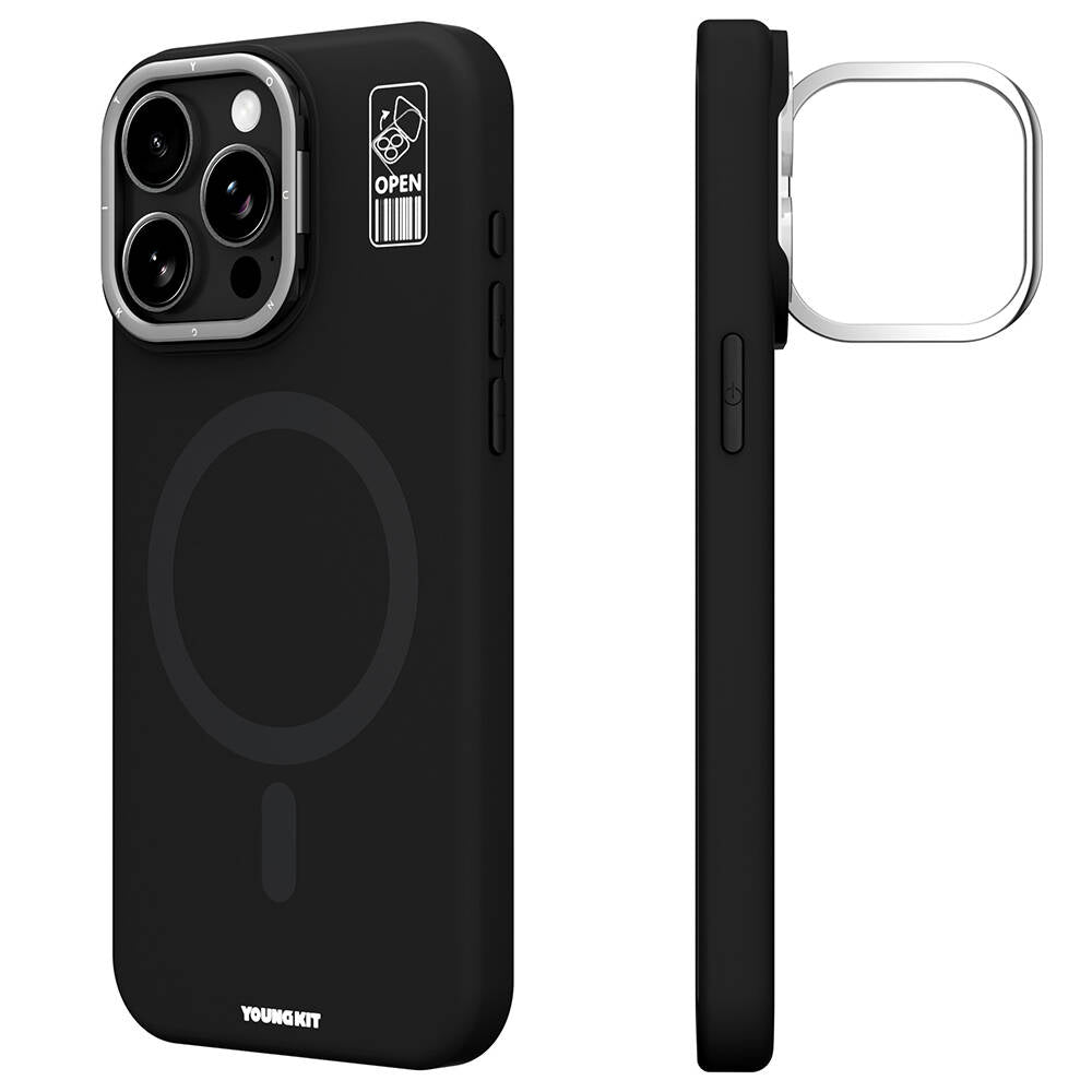 iPhone 15 Pro Kılıf M-safe Şarj Özellikli Kamera Standlı Youngkit Bitty Cream Kılıf
