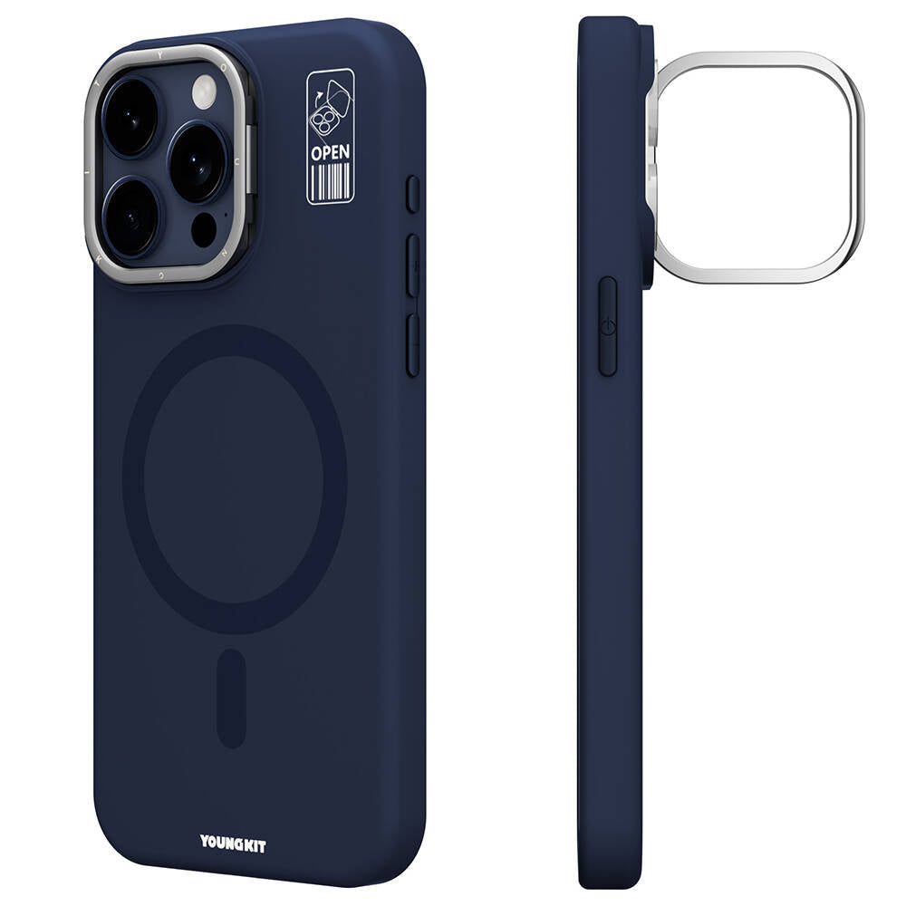 iPhone 15 Pro Kılıf M-safe Şarj Özellikli Kamera Standlı Youngkit Bitty Cream Kılıf