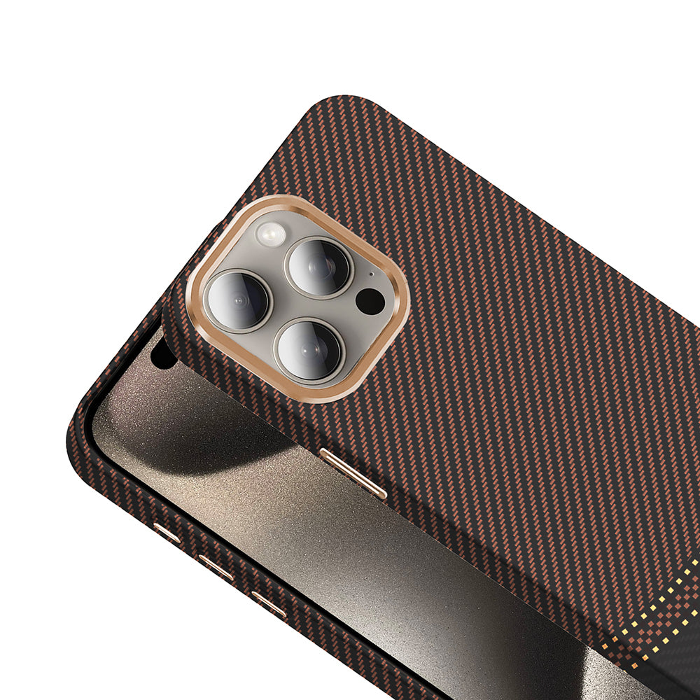 iPhone 15 Pro Kılıf M-safe Şarj Özellikli Karbon Fiber Görünümlü Zore Gros Kılıf