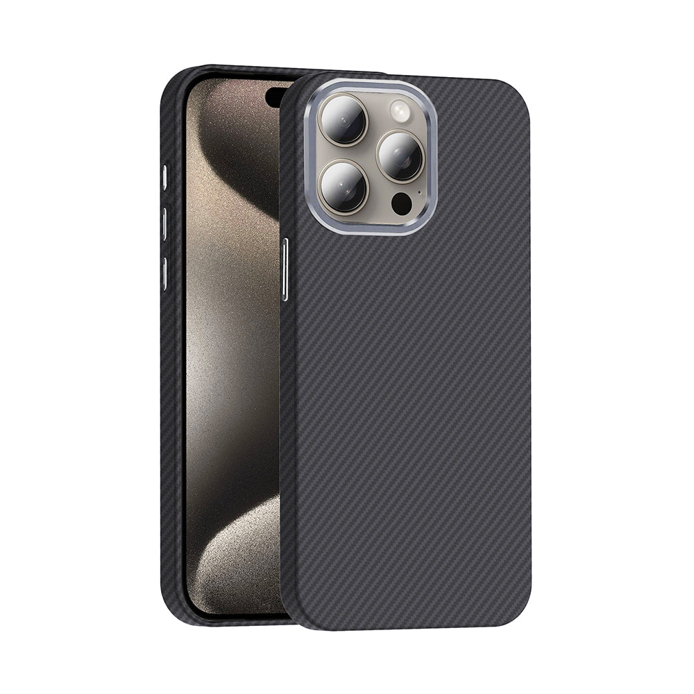 iPhone 15 Pro Kılıf M-safe Şarj Özellikli Karbon Fiber Görünümlü Zore Gros Kılıf