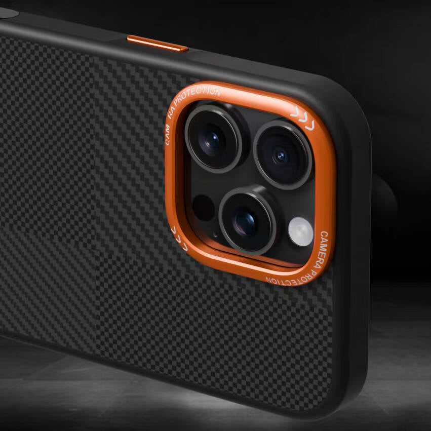 iPhone 15 Pro Kılıf M-safe Şarj Özellikli Karbon Fiber Görünümlü Zore Kamp Kılıf