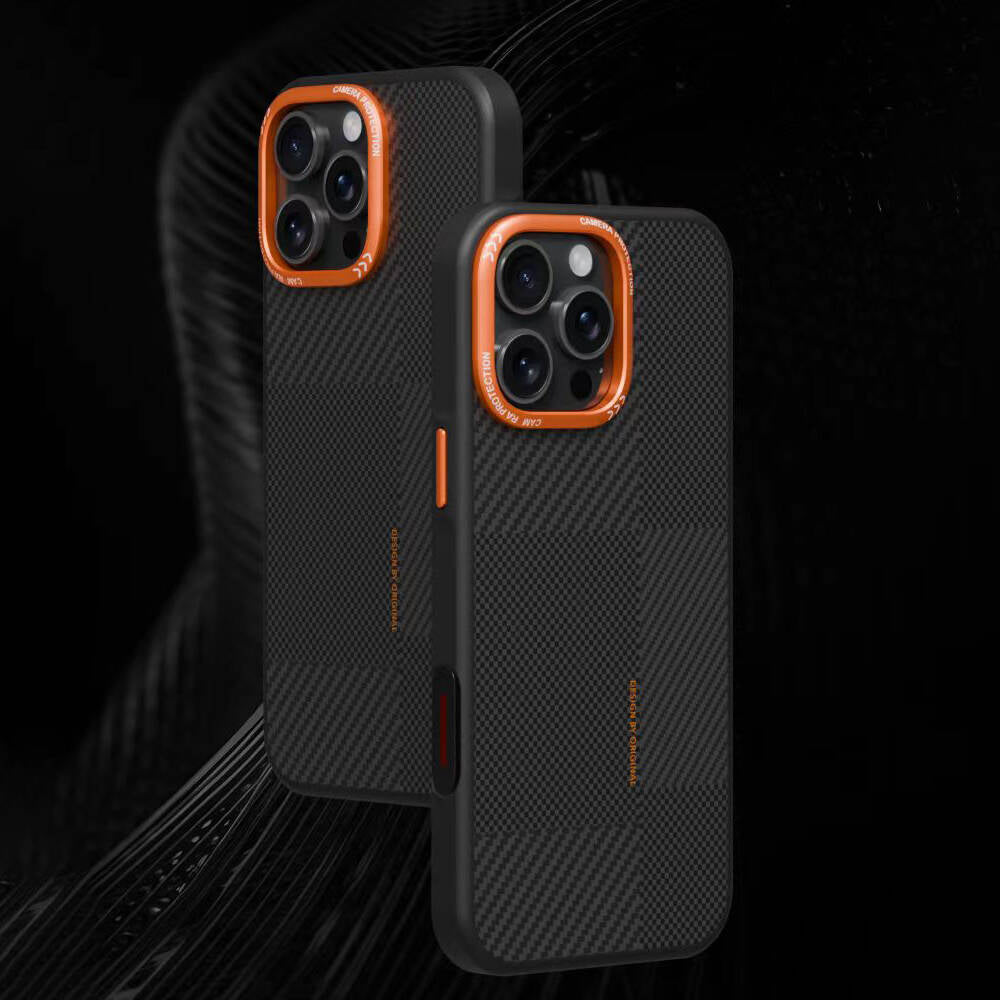 iPhone 15 Pro Kılıf M-safe Şarj Özellikli Karbon Fiber Görünümlü Zore Kamp Kılıf