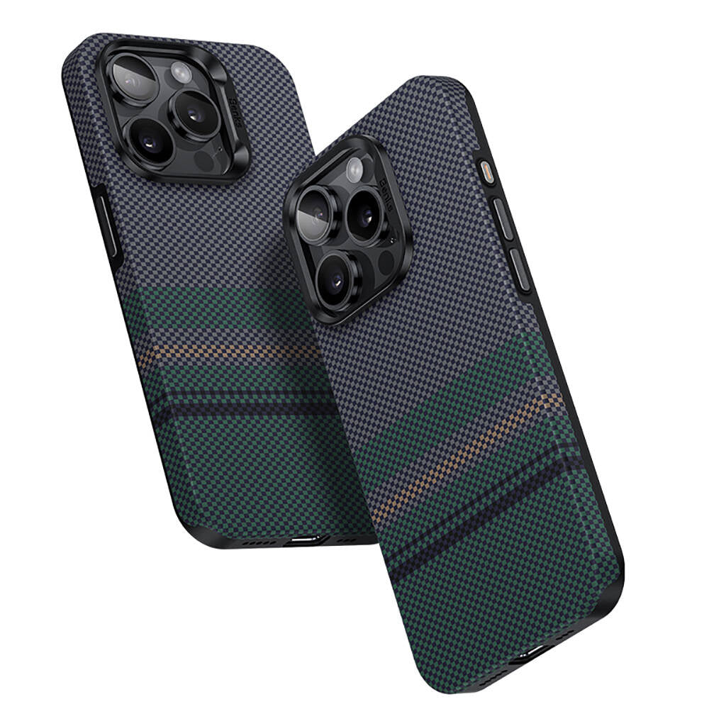 iPhone 15 Pro Kılıf M-safe Şarj Özellikli Karbon Fiber Tasarımlı Benks Aurora ArmorPro Kevlar Kılıf