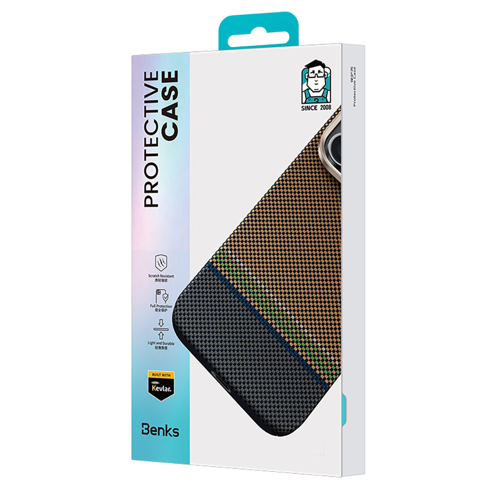iPhone 15 Pro Kılıf M-safe Şarj Özellikli Karbon Fiber Tasarımlı Benks Prestige ArmorAir Kevlar Kılıf