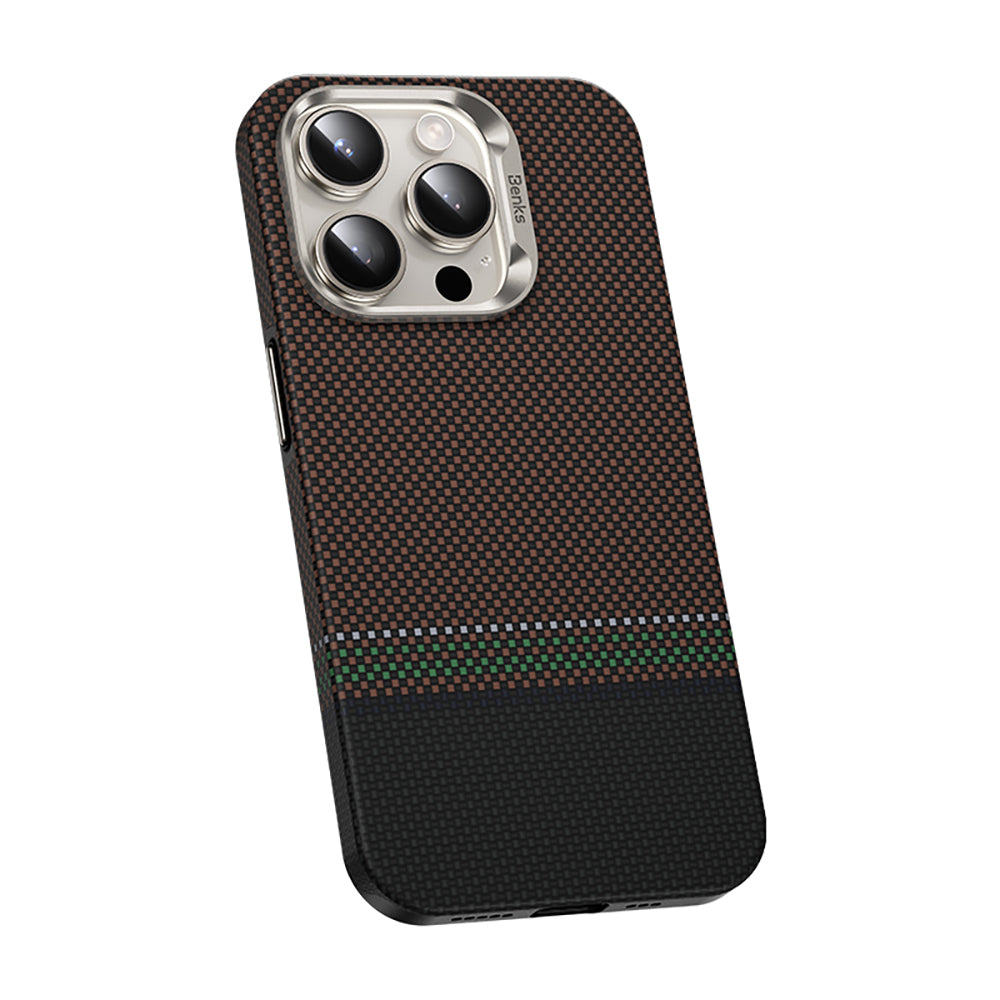 iPhone 15 Pro Kılıf M-safe Şarj Özellikli Karbon Fiber Tasarımlı Benks Prestige ArmorPro Kevlar Kılıf