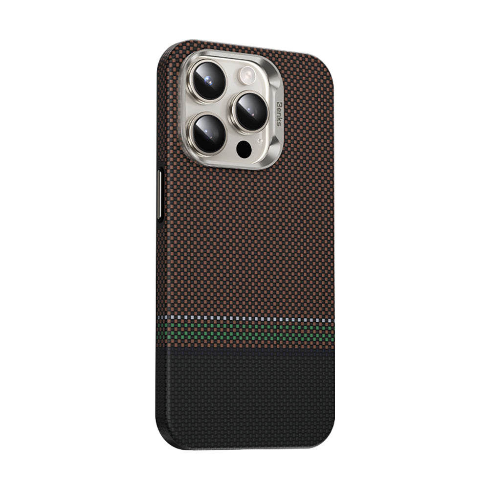 iPhone 15 Pro Kılıf M-safe Şarj Özellikli Karbon Fiber Tasarımlı Benks Prestige ArmorPro Kevlar Kılıf