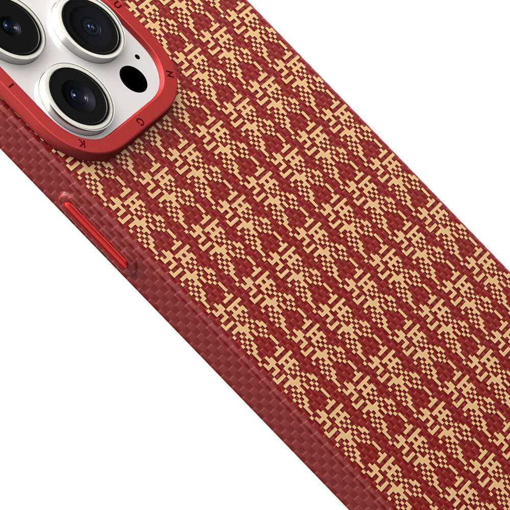 iPhone 15 Pro Kılıf M-safe Şarj Özellikli Kevlar 1500D Youngkit Auspicious Loong Serisi Kılıf