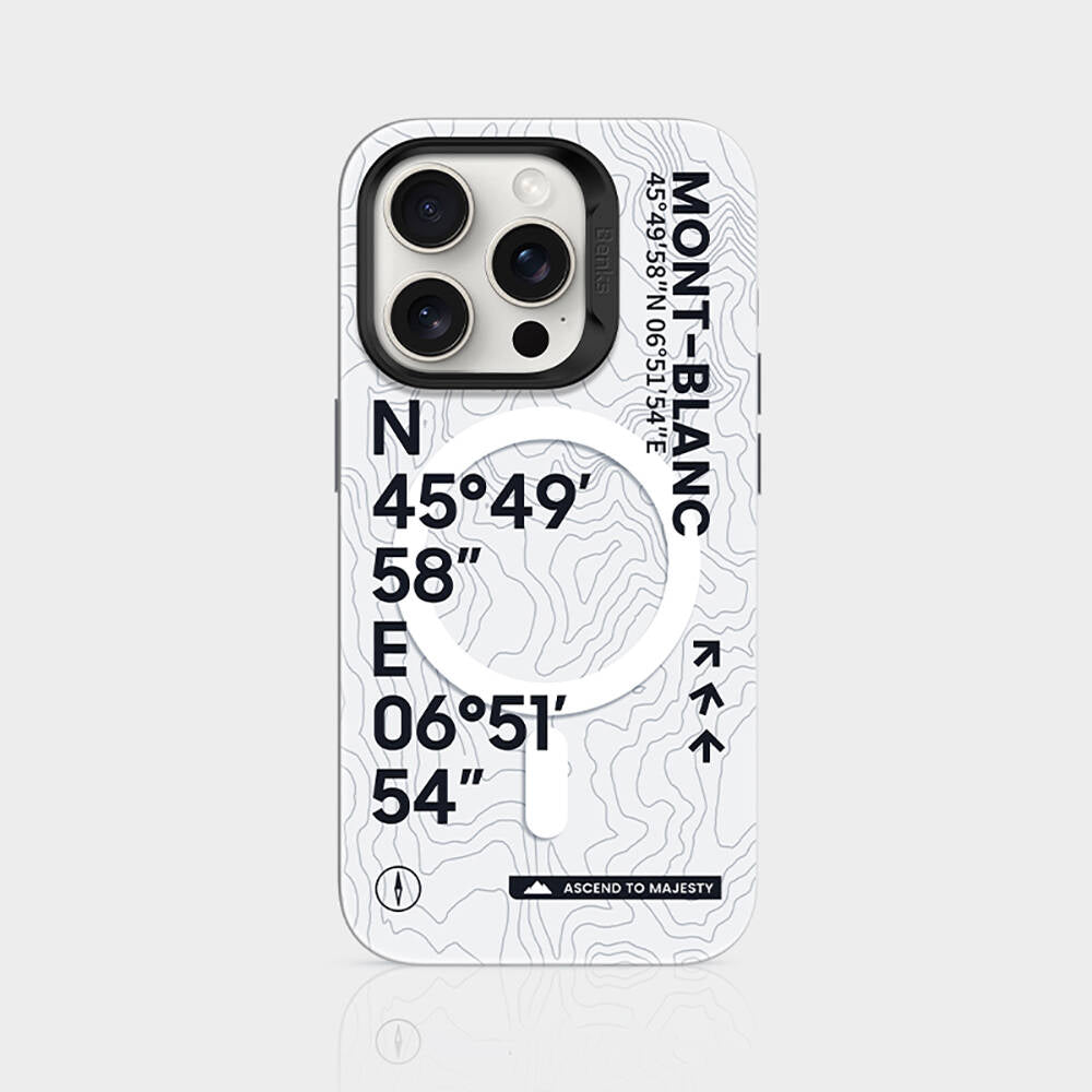 iPhone 15 Pro Kılıf M-safe Şarj Özellikli Koordinat Yazı Desenli Benks Summit Serisi Kılıf