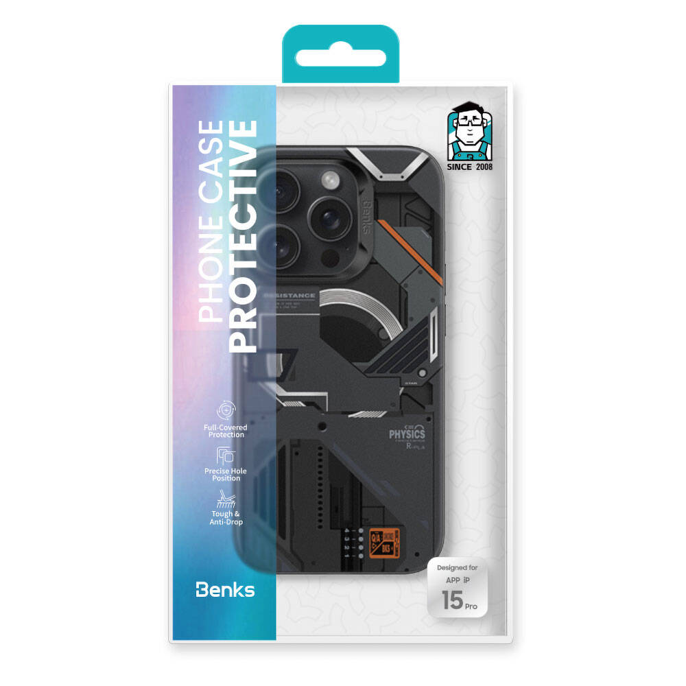 iPhone 15 Pro Kılıf M-safe Şarj Özellikli Mekanik Tasarımlı Benks Perspective Serisi Kılıf