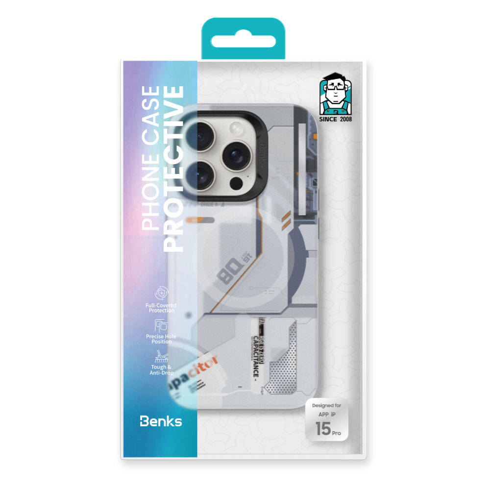 iPhone 15 Pro Kılıf M-safe Şarj Özellikli Mekanik Tasarımlı Benks Perspective Serisi Kılıf