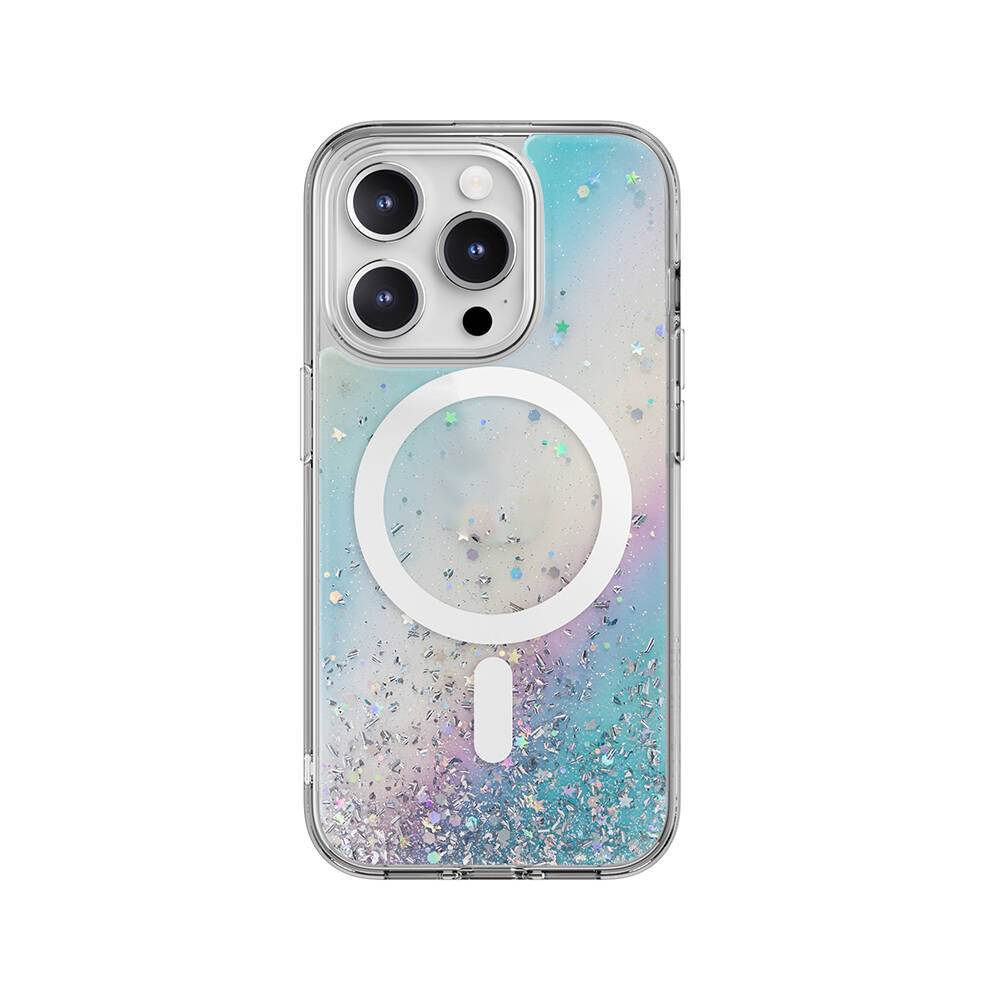 iPhone 15 Pro Kılıf M-safe Şarj Özellikli Parlayan Simli Şeffaf Lisanslı Switcheasy Starfield-M Kılıf
