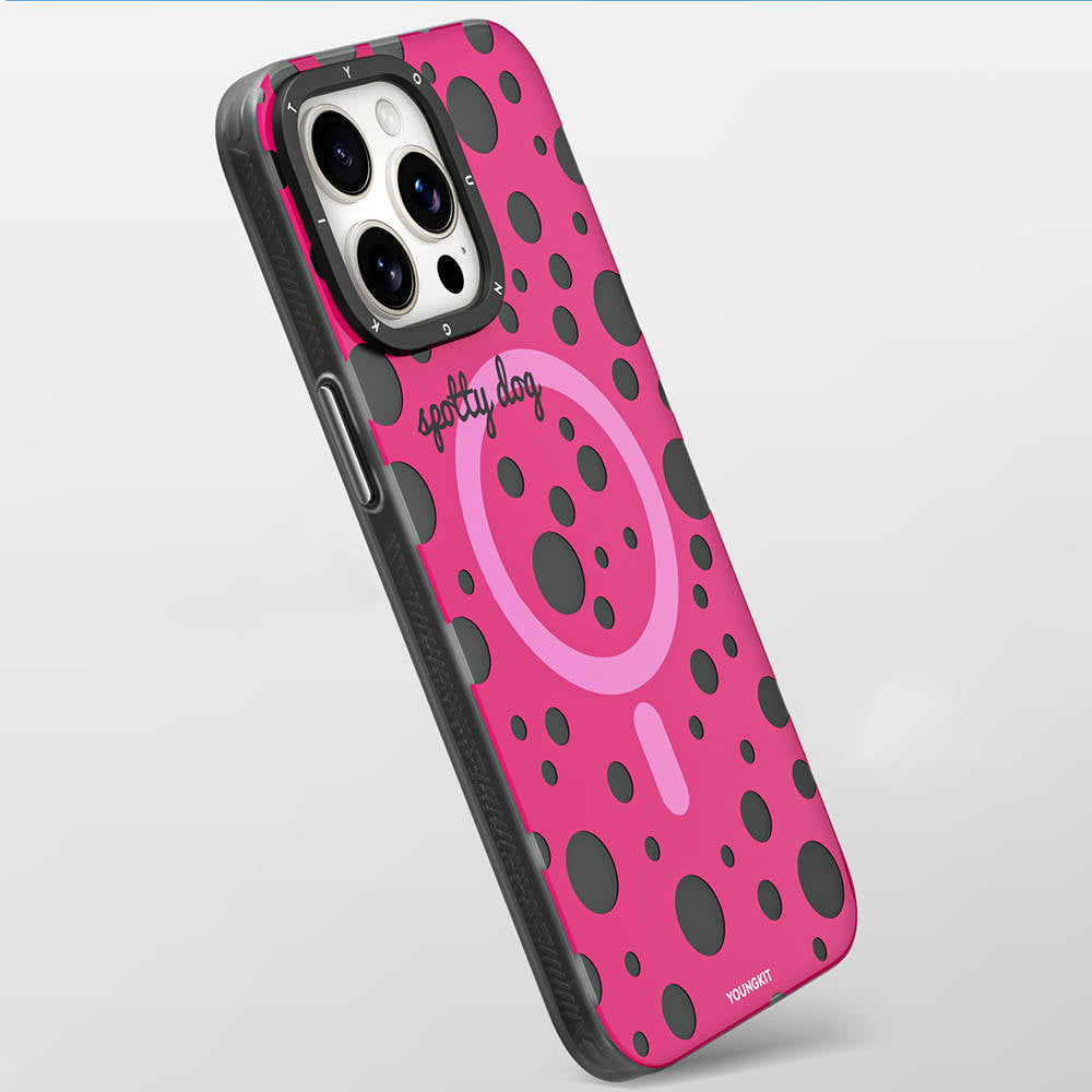 iPhone 15 Pro Kılıf M-safe Şarj Özellikli Polka Dot Desenli Youngkit Spots Serisi Kılıf