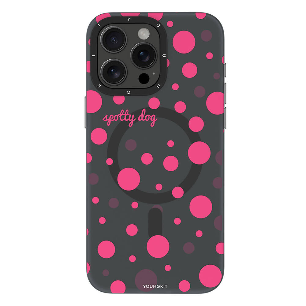iPhone 15 Pro Kılıf M-safe Şarj Özellikli Polka Dot Desenli Youngkit Spots Serisi Kılıf