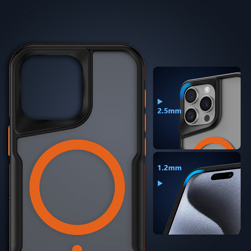 iPhone 15 Pro Kılıf M-safe Şarj Özellikli Renkli Kenar Airbag Şeritli Zore Lamer Kılıf