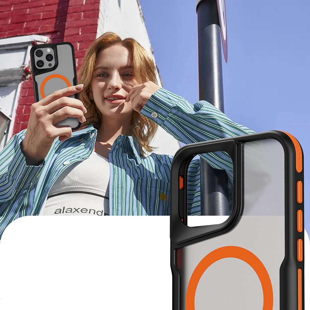 iPhone 15 Pro Kılıf M-safe Şarj Özellikli Renkli Kenar Airbag Şeritli Zore Lamer Kılıf