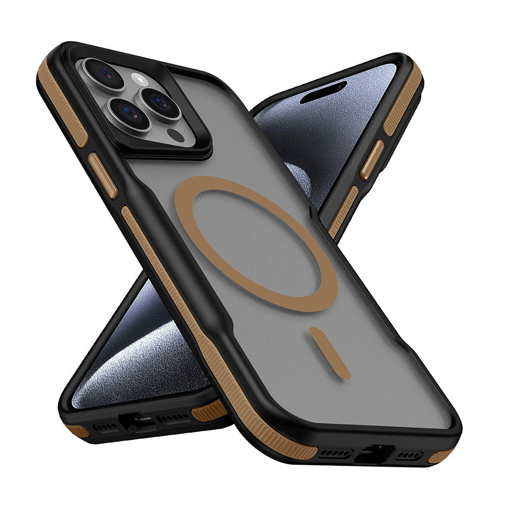 iPhone 15 Pro Kılıf M-safe Şarj Özellikli Renkli Kenar Airbag Şeritli Zore Lamer Kılıf