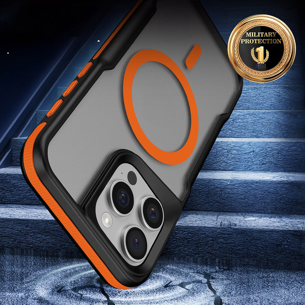 iPhone 15 Pro Kılıf M-safe Şarj Özellikli Renkli Kenar Airbag Şeritli Zore Lamer Kılıf