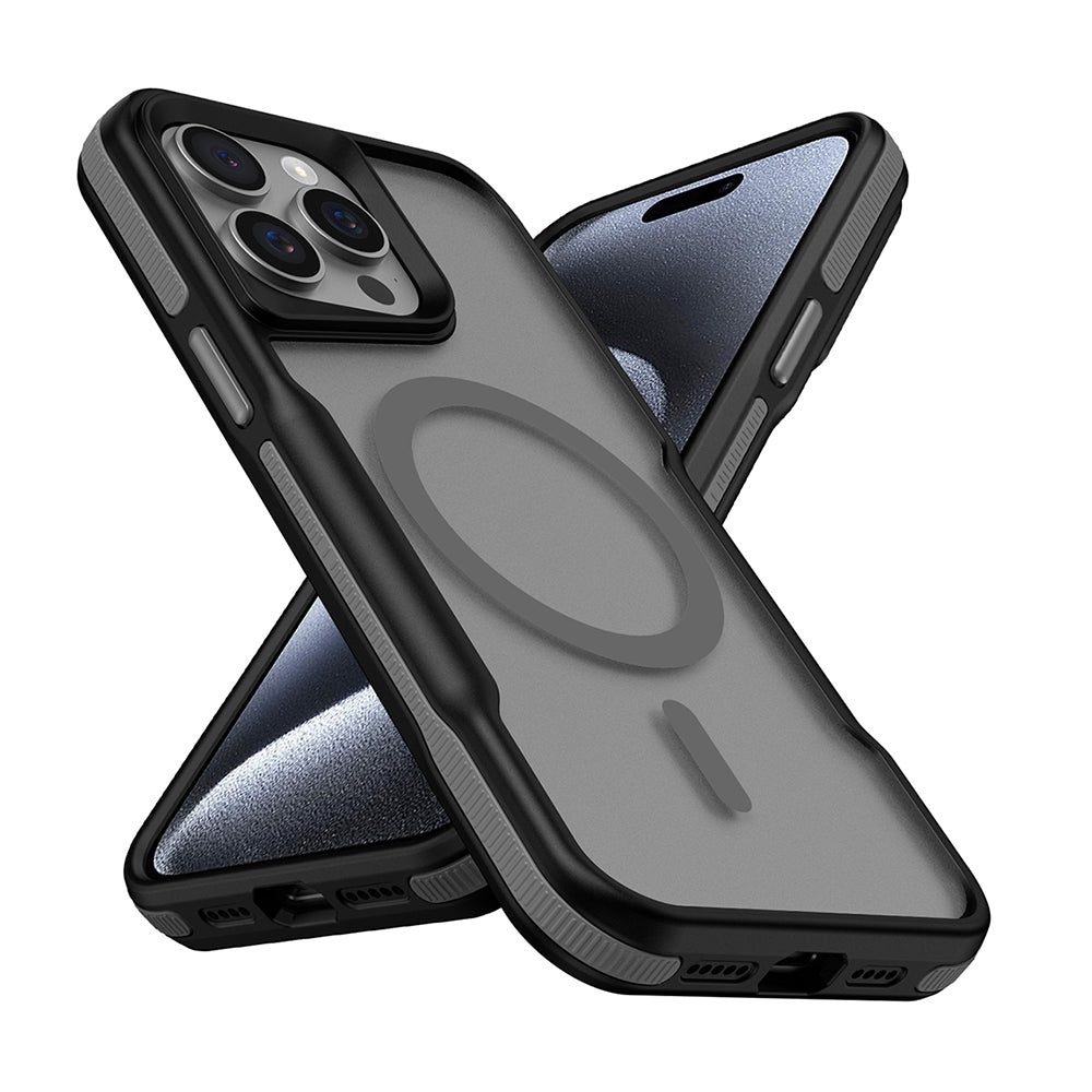 iPhone 15 Pro Kılıf M-safe Şarj Özellikli Renkli Kenar Airbag Şeritli Zore Lamer Kılıf