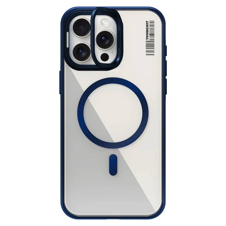 iPhone 15 Pro Kılıf M-safe Şarj Özellikli Sararma Önleyici Youngkit Crystal Grid Kılıf