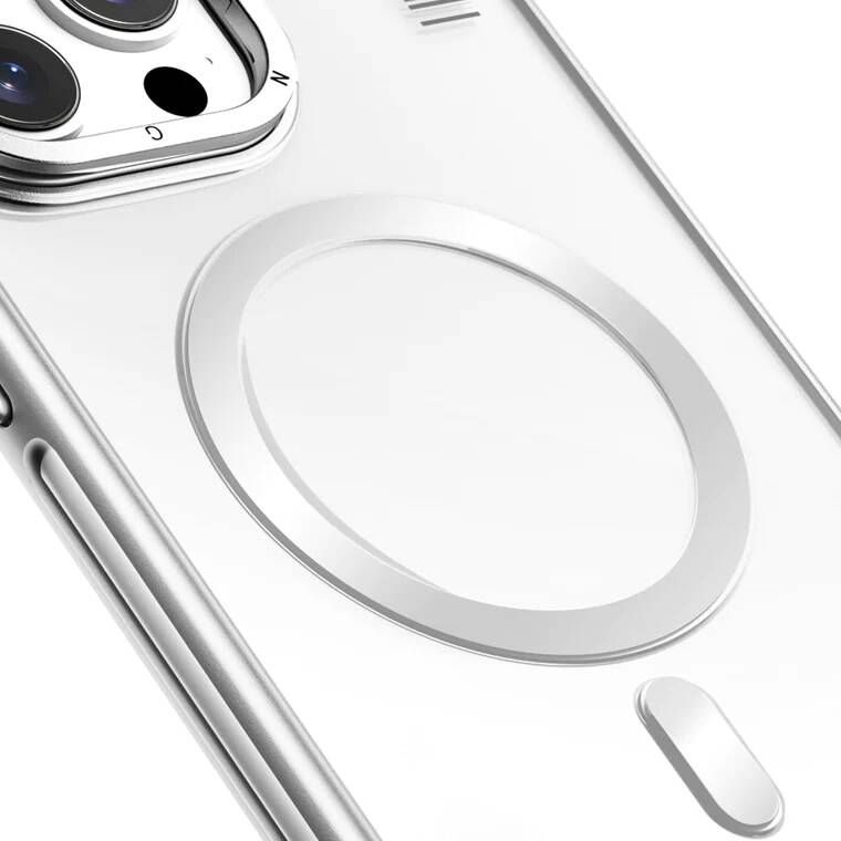 iPhone 15 Pro Kılıf M-safe Şarj Özellikli Sararma Önleyici Youngkit Crystal Grid Kılıf
