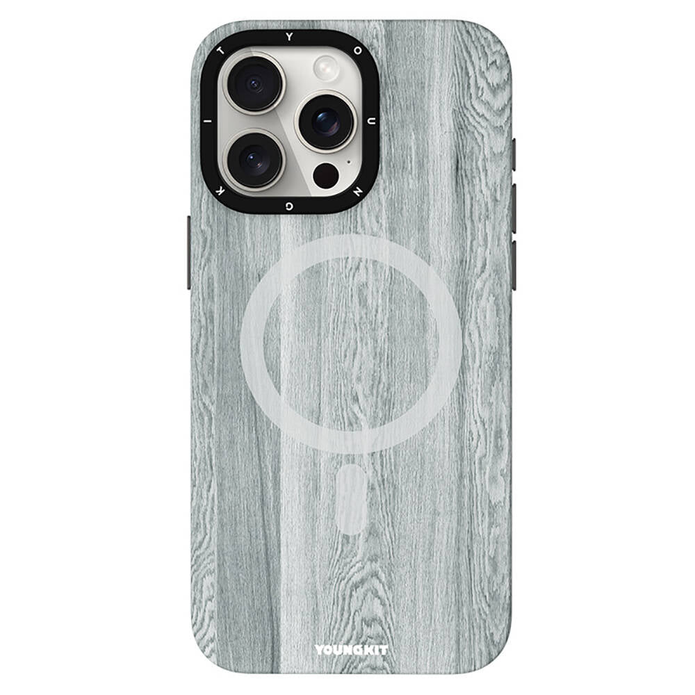 iPhone 15 Pro Kılıf M-safe Şarj Özellikli Sararmaya Dayanıklı Youngkit Wood Forest Serisi Kılıf
