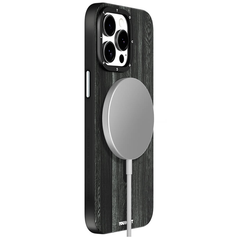 iPhone 15 Pro Kılıf M-safe Şarj Özellikli Sararmaya Dayanıklı Youngkit Wood Forest Serisi Kılıf