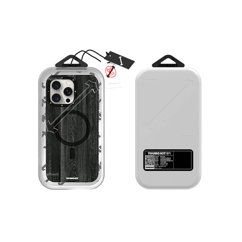 iPhone 15 Pro Kılıf M-safe Şarj Özellikli Sararmaya Dayanıklı Youngkit Wood Forest Serisi Kılıf