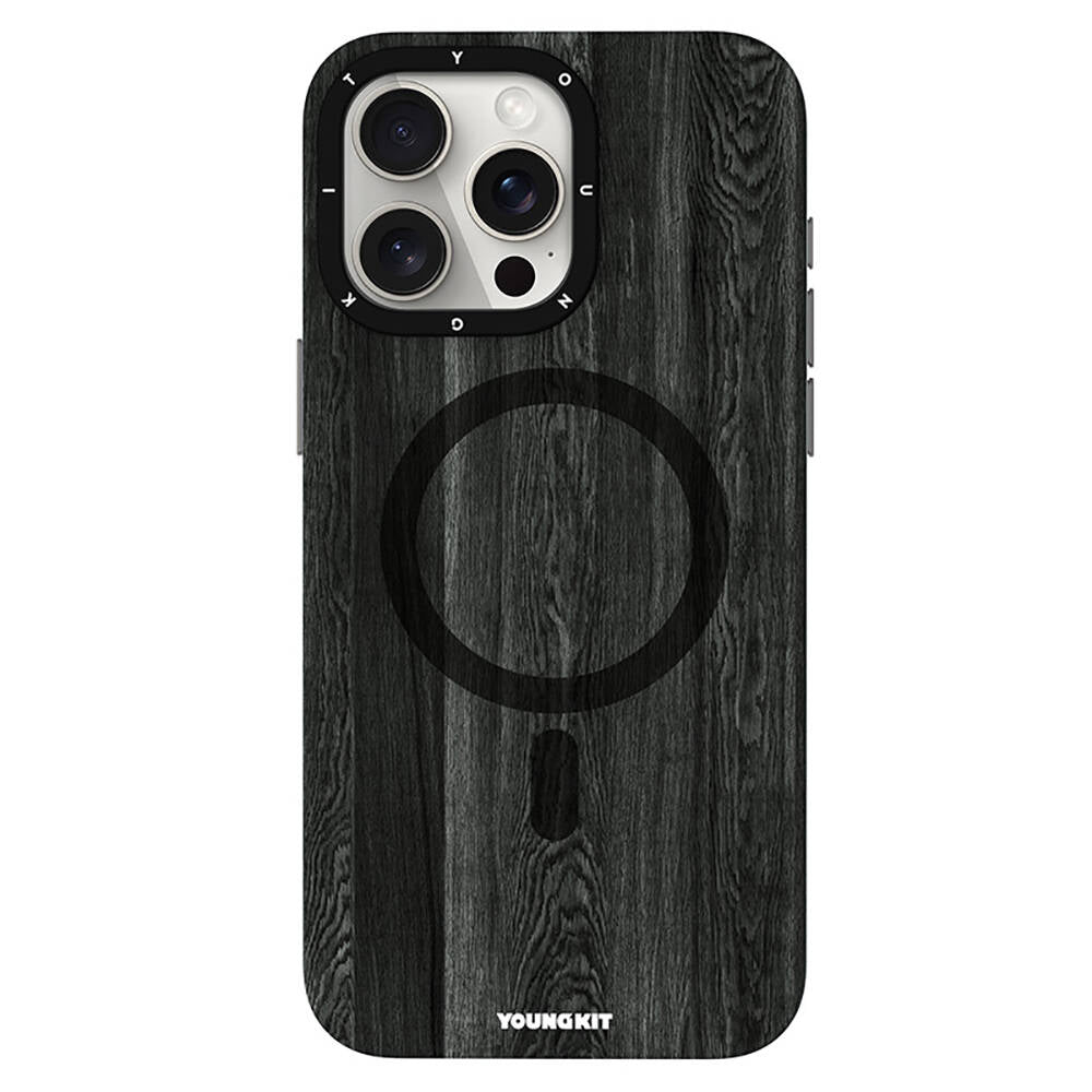 iPhone 15 Pro Kılıf M-safe Şarj Özellikli Sararmaya Dayanıklı Youngkit Wood Forest Serisi Kılıf
