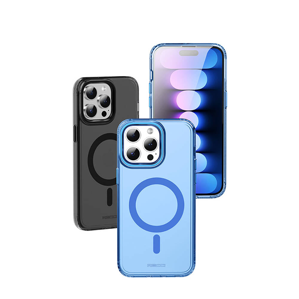 iPhone 15 Pro Kılıf M-safe Şarj Özellikli Saydam Arka Yüzey Recci Crystal Color Serisi Kılıf