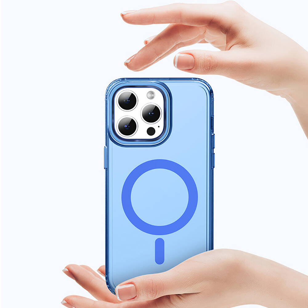 iPhone 15 Pro Kılıf M-safe Şarj Özellikli Saydam Arka Yüzey Recci Crystal Color Serisi Kılıf