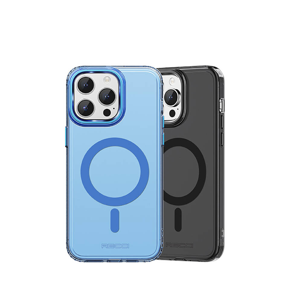 iPhone 15 Pro Kılıf M-safe Şarj Özellikli Saydam Arka Yüzey Recci Crystal Color Serisi Kılıf