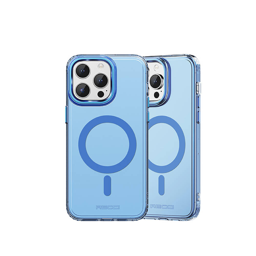 iPhone 15 Pro Kılıf M-safe Şarj Özellikli Saydam Arka Yüzey Recci Crystal Color Serisi Kılıf