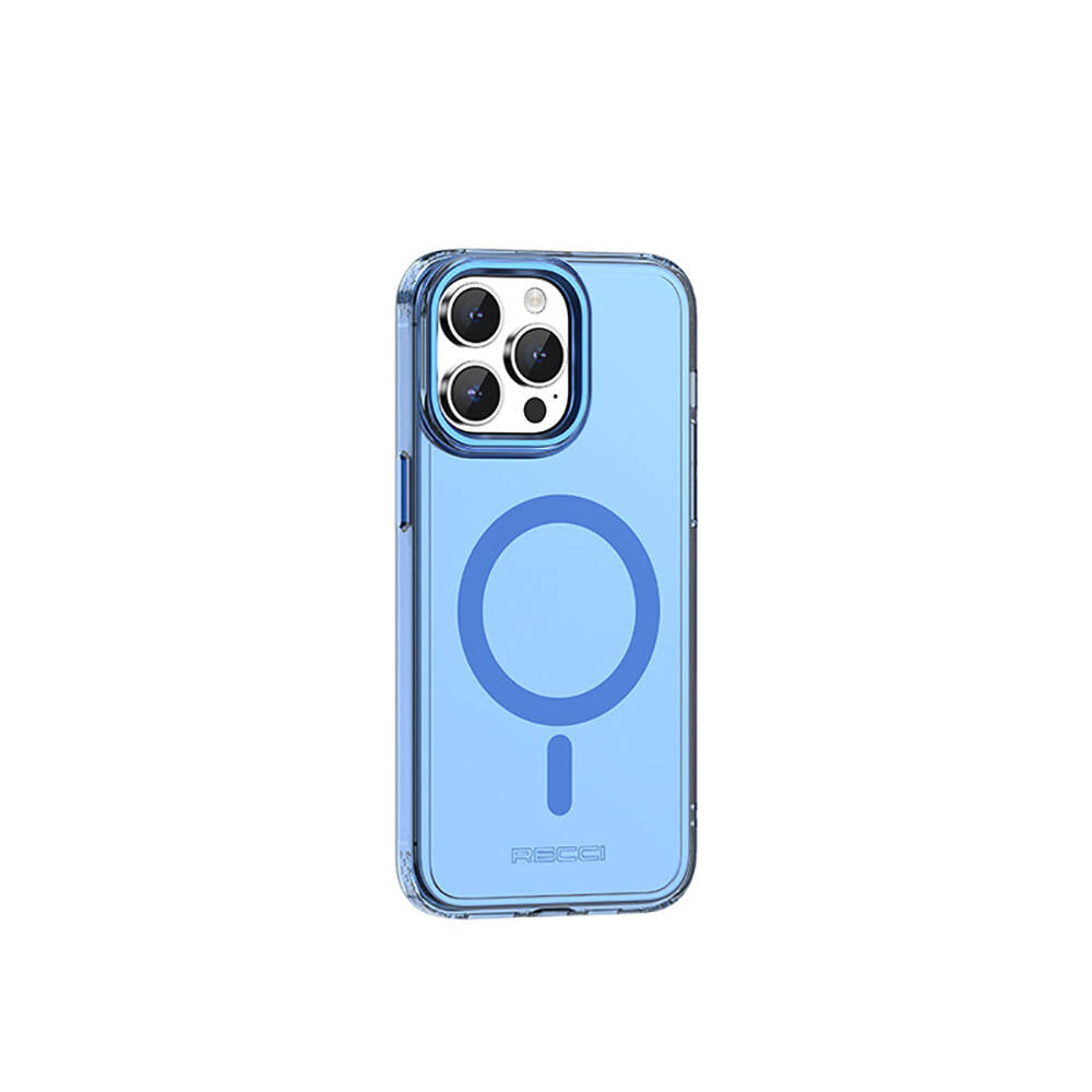 iPhone 15 Pro Kılıf M-safe Şarj Özellikli Saydam Arka Yüzey Recci Crystal Color Serisi Kılıf