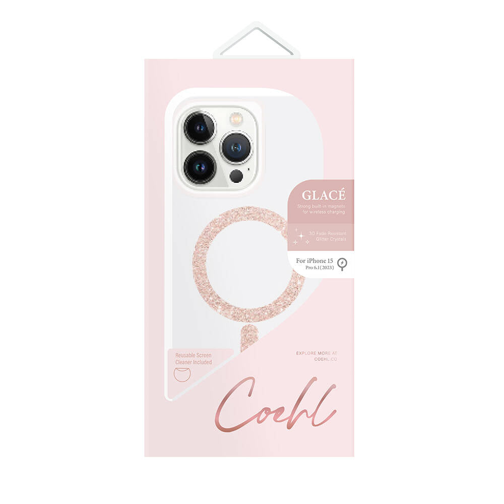 iPhone 15 Pro Kılıf M-safe Şarj Özellikli Simli Magnetik Coehl Glace Kılıf