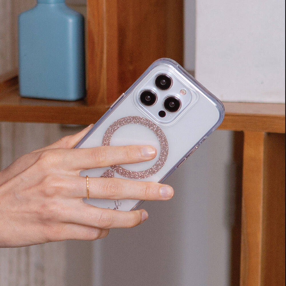 iPhone 15 Pro Kılıf M-safe Şarj Özellikli Simli Magnetik Coehl Glace Kılıf