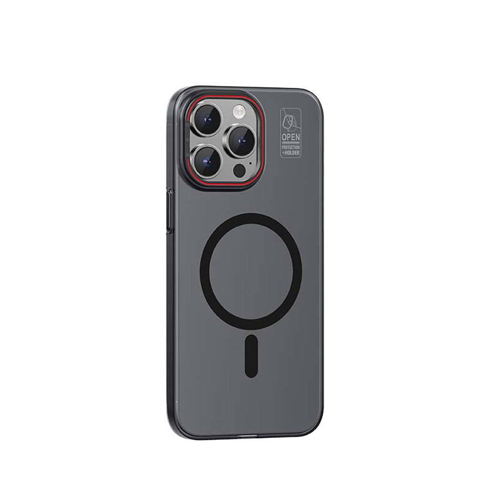 iPhone 15 Pro Kılıf M-safe Şarj Özellikli Standlı Metal Kamera Çerçeveli Mat Recci Glaze Serisi Kılıf