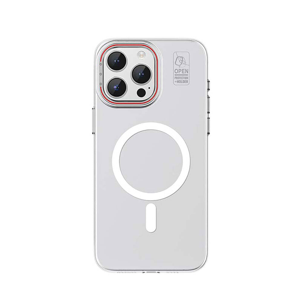 iPhone 15 Pro Kılıf M-safe Şarj Özellikli Standlı Metal Kamera Çerçeveli Mat Recci Glaze Serisi Kılıf